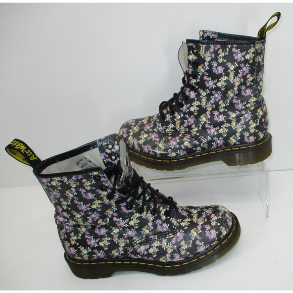 Dr. Doc Martens 1460 floral boots Style 11821 -WORN SPOTS- Ladies SIZE 7 - Picture 5 of 12